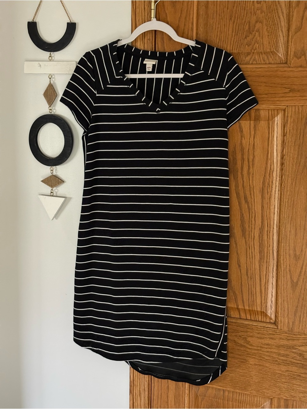Merona Black and White Striped Short Sleeve Mini Dress
